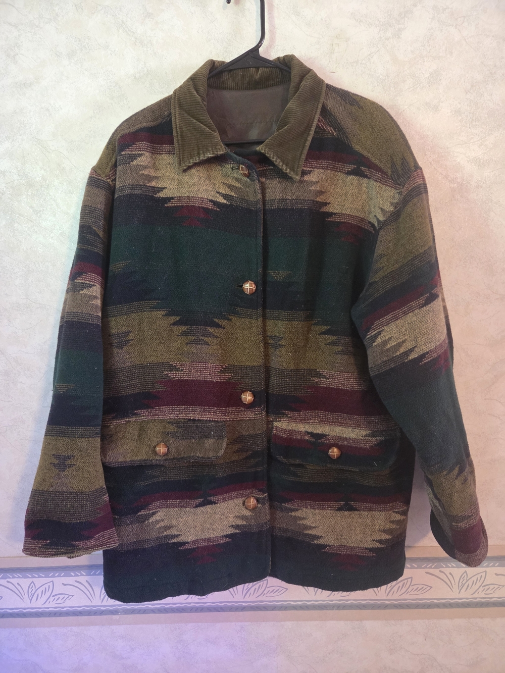 Wool Blend Patterned Jacket Size Large